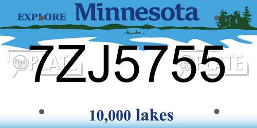 7ZJ5755 Minnesota License Plate