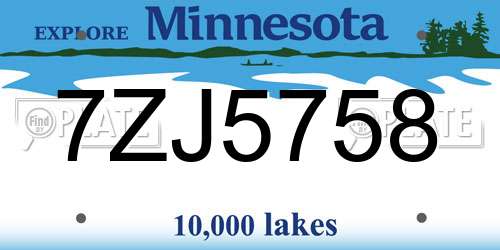 7ZJ5758 Minnesota License Plate