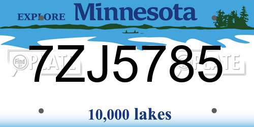 7ZJ5785 Minnesota License Plate