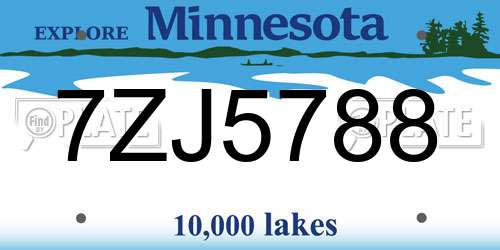 7ZJ5788 Minnesota License Plate