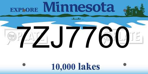 7ZJ7760 Minnesota License Plate