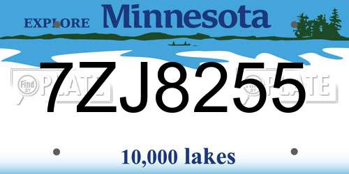 7ZJ8255 Minnesota License Plate