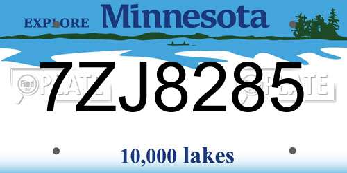 7ZJ8285 Minnesota License Plate