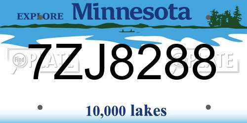 7ZJ8288 Minnesota License Plate