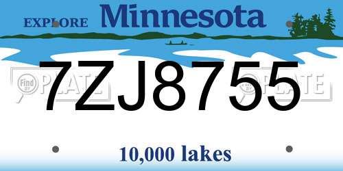 7ZJ8755 Minnesota License Plate