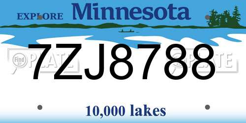 7ZJ8788 Minnesota License Plate