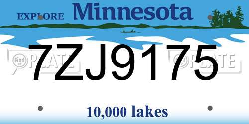 7ZJ9175 Minnesota License Plate