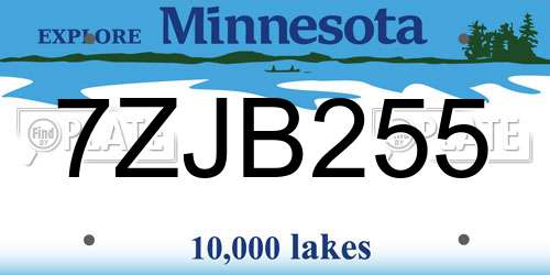 7ZJB255 Minnesota License Plate