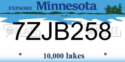 7ZJB258 Minnesota License Plate