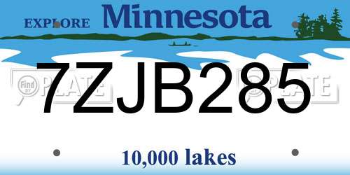 7ZJB285 Minnesota License Plate