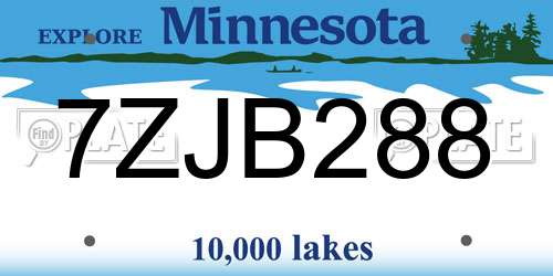 7ZJB288 Minnesota License Plate