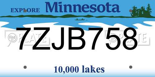 7ZJB758 Minnesota License Plate