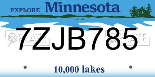 7ZJB785 Minnesota License Plate