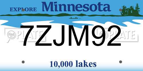 7ZJM92 Minnesota License Plate