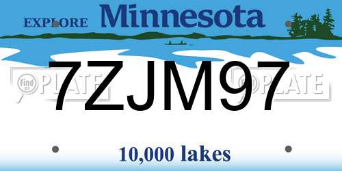 7ZJM97 Minnesota License Plate
