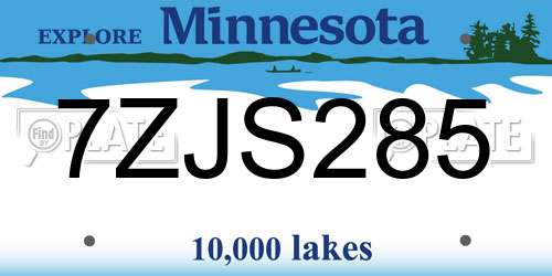 7ZJS285 Minnesota License Plate