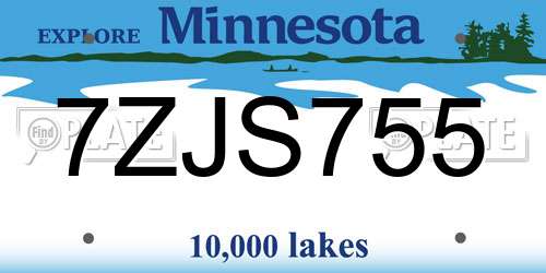 7ZJS755 Minnesota License Plate