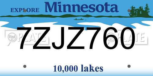 7ZJZ760 Minnesota License Plate