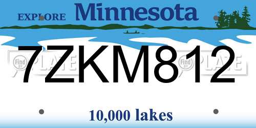 7ZKM812 Minnesota License Plate