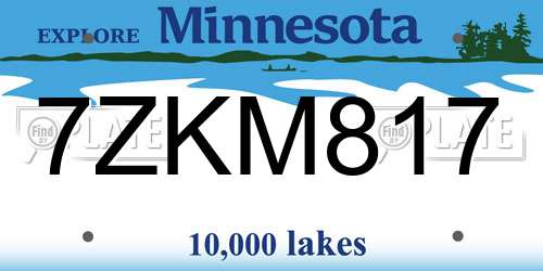 7ZKM817 Minnesota License Plate