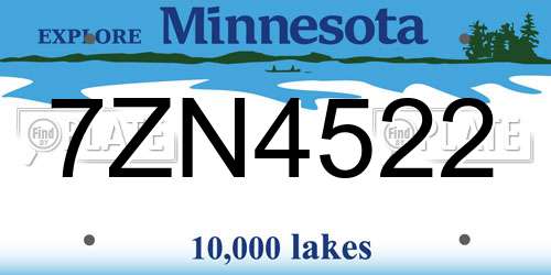 7ZN4522 Minnesota License Plate