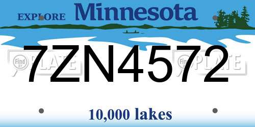 7ZN4572 Minnesota License Plate