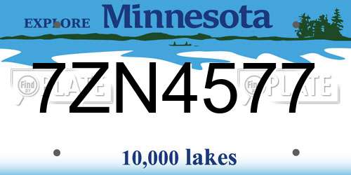 7ZN4577 Minnesota License Plate