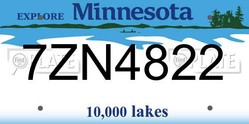7ZN4822 Minnesota License Plate
