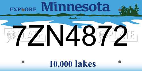 7ZN4872 Minnesota License Plate
