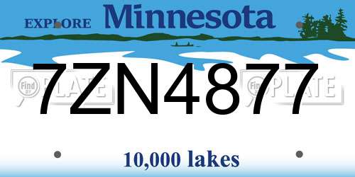 7ZN4877 Minnesota License Plate