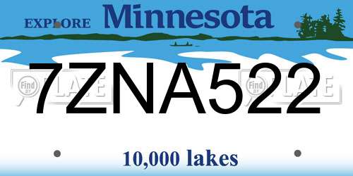 7ZNA522 Minnesota License Plate