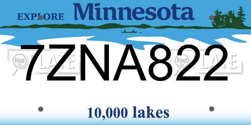 7ZNA822 Minnesota License Plate