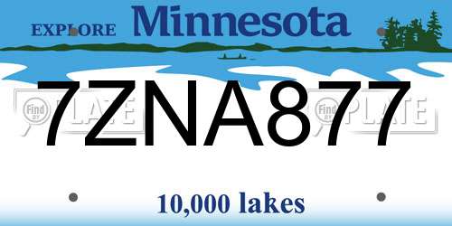 7ZNA877 Minnesota License Plate