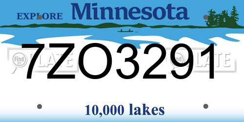 7ZO3291 Minnesota License Plate