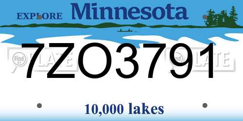 7ZO3791 Minnesota License Plate
