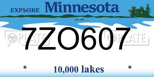 7ZO607 Minnesota License Plate