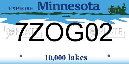 7ZOG02 Minnesota License Plate