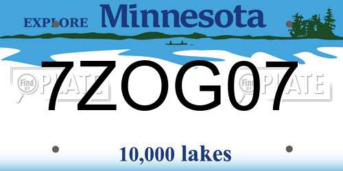 7ZOG07 Minnesota License Plate