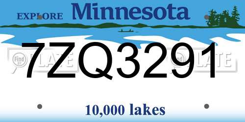 7ZQ3291 Minnesota License Plate