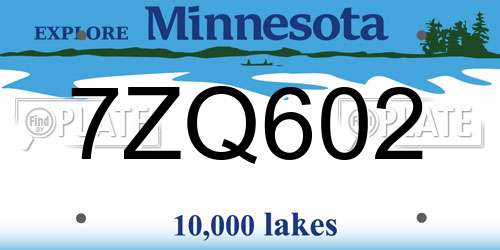 7ZQ602 Minnesota License Plate