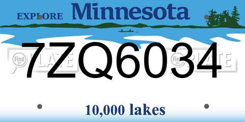 7ZQ6034 Minnesota License Plate