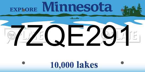 7ZQE291 Minnesota License Plate