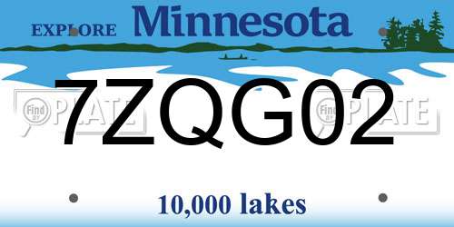 7ZQG02 Minnesota License Plate