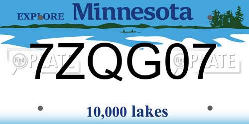 7ZQG07 Minnesota License Plate