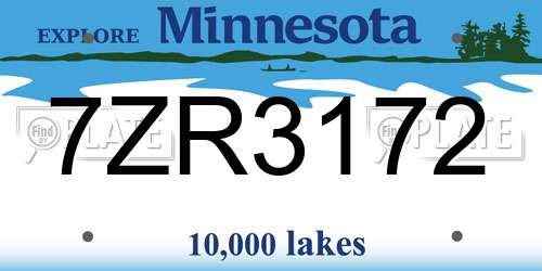 7ZR3172 Minnesota License Plate