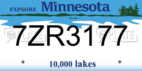 7ZR3177 Minnesota License Plate