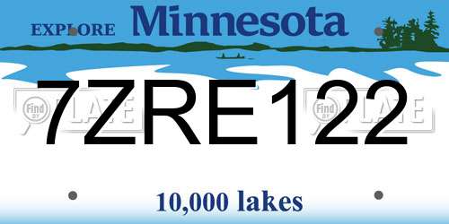 7ZRE122 Minnesota License Plate