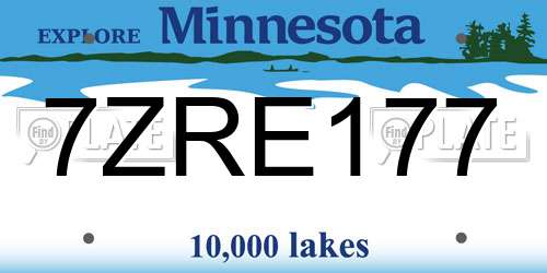 7ZRE177 Minnesota License Plate