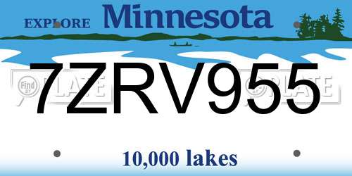 7ZRV955 Minnesota License Plate