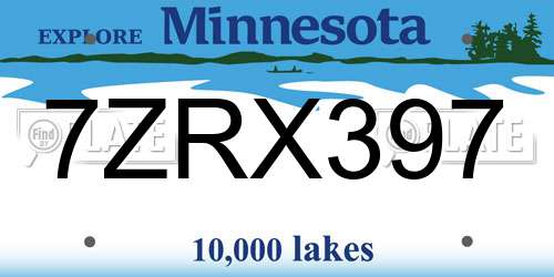 7ZRX397 Minnesota License Plate